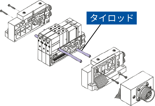 タイロッドタイプマニホールドをタイロッドおよび接合金具により連結(jié)。マニホールドのねじれに強(qiáng)い。